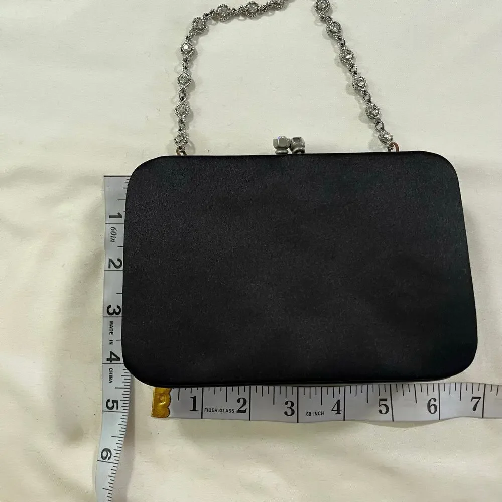 Vtg Y2K 2000s Black Jewel Handle Mini Purse Bag Wristlet Prom Hoco Formal